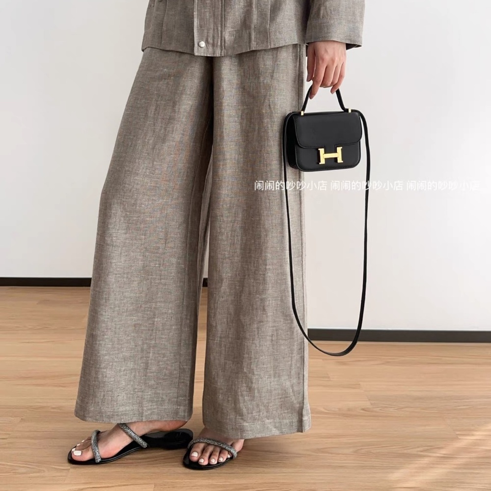 N16 Moon Leigh Glitter Dew Linen Old Money Style Linen Pants for Women